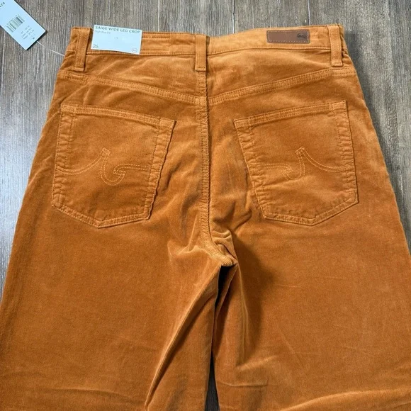 AG Adriano Saige Wide Leg Crop High Rise Corduroy Pant Gold Orange Apricot